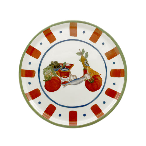33 cm - Saturnia Pizza Handmade Pizzateller 3 Decori aus Porzellan Set mit 6 Stk