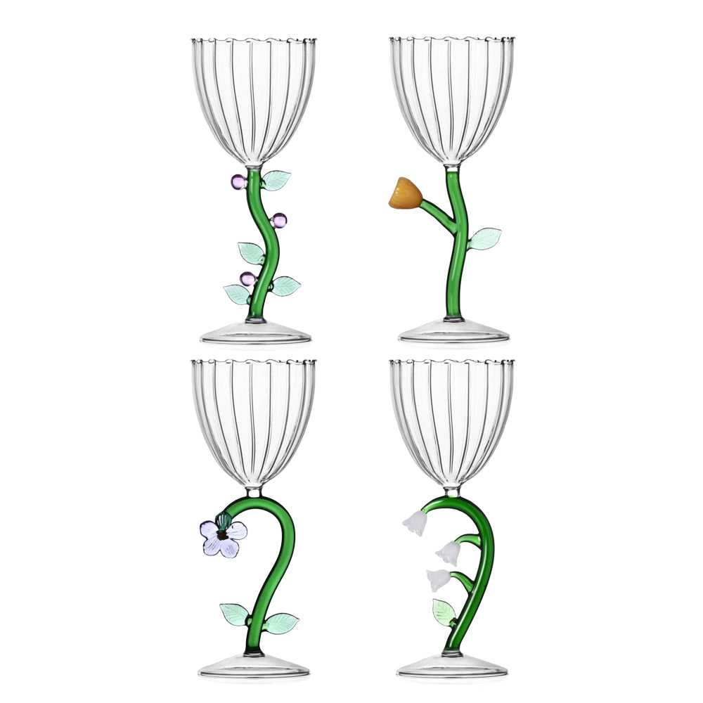28 cl - Ichendorf Botanica Fiore Copa Multiusos Efecto Óptico En Vidrio Borosilicato - Set 4 piezas