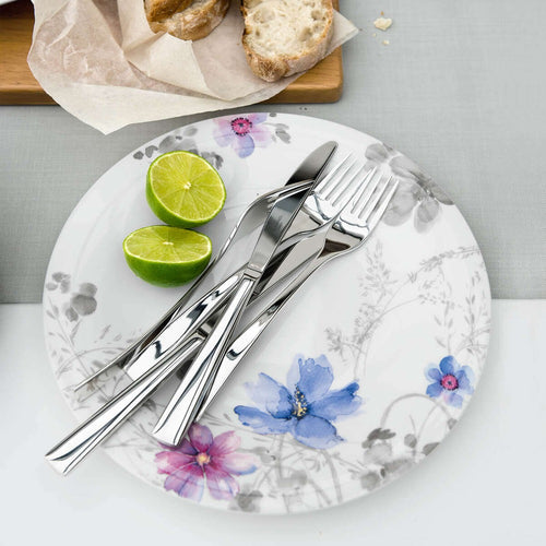21.5 cm - Villeroy & Boch Mariefleur Gris Basic Dessertteller aus Premium-Porzellan - Set mit 6 Stk