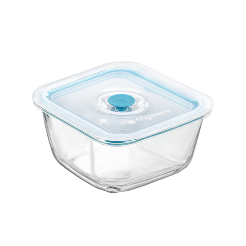 14x14 cm - Bormioli Rocco Frigoverre Smart quadratischer Lebensmittelbehälter aus Glas mit Frischeventil