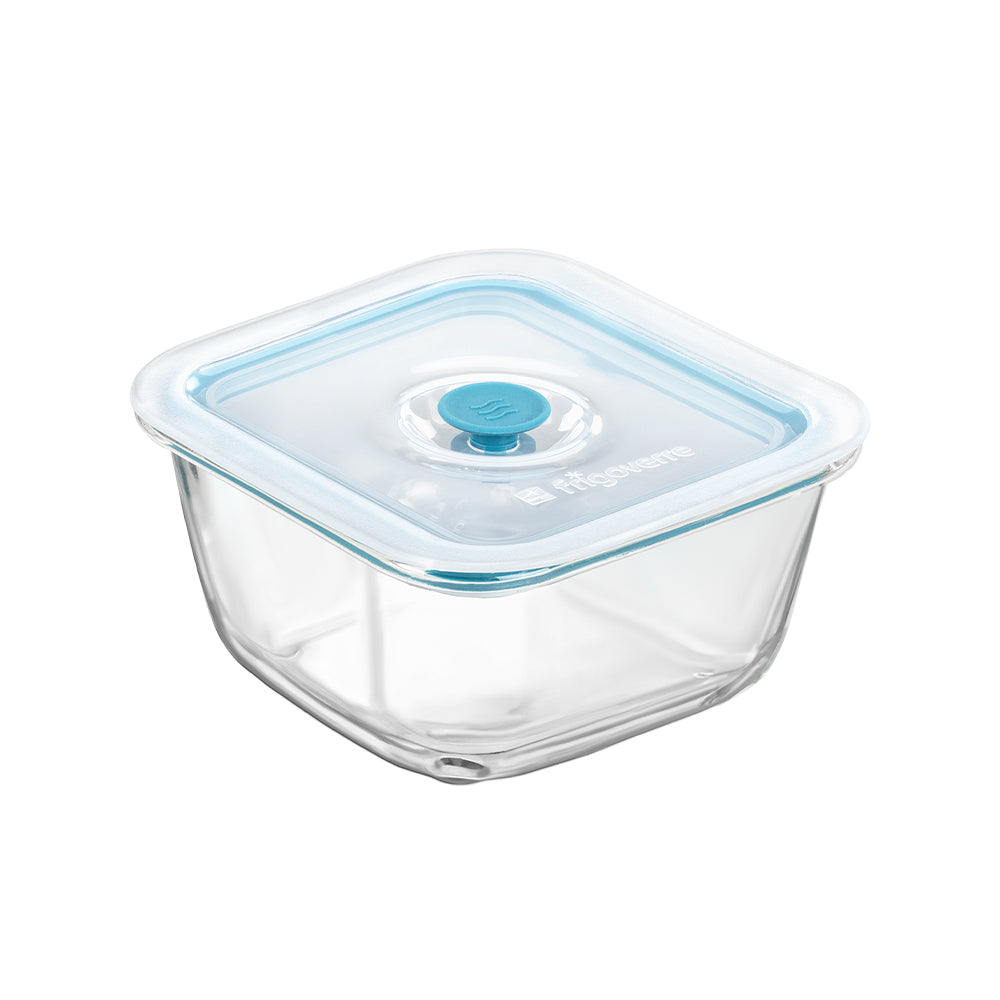 14x14 cm - Bormioli Rocco Frigoverre Smart square glass food container with freshness valve