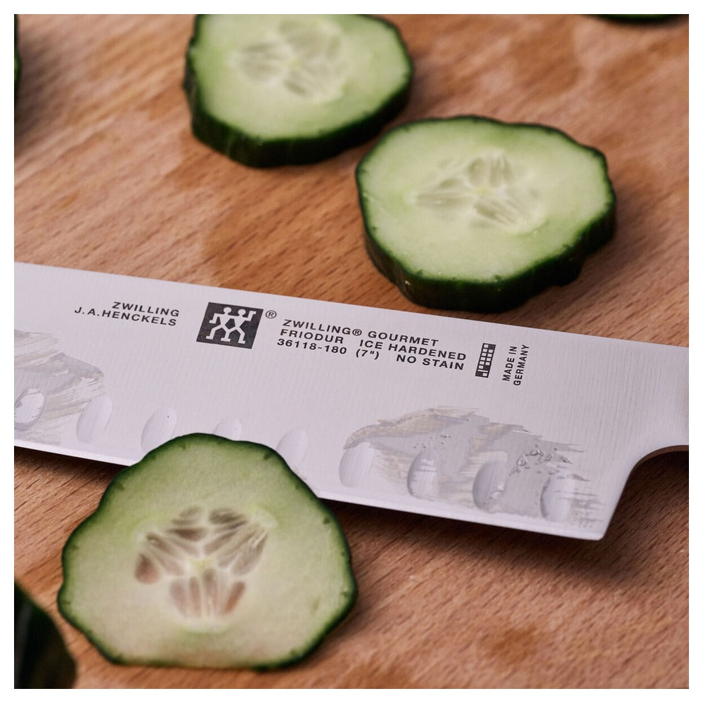 18 cm - Zwilling Gourmet Santoku Mes Met Kuiltjes In Roestvrij Staal