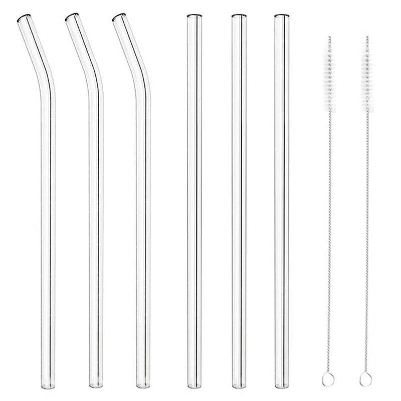 21,5 cm Paderno herbruikbare glazen rietjes 10 mm set 8 st