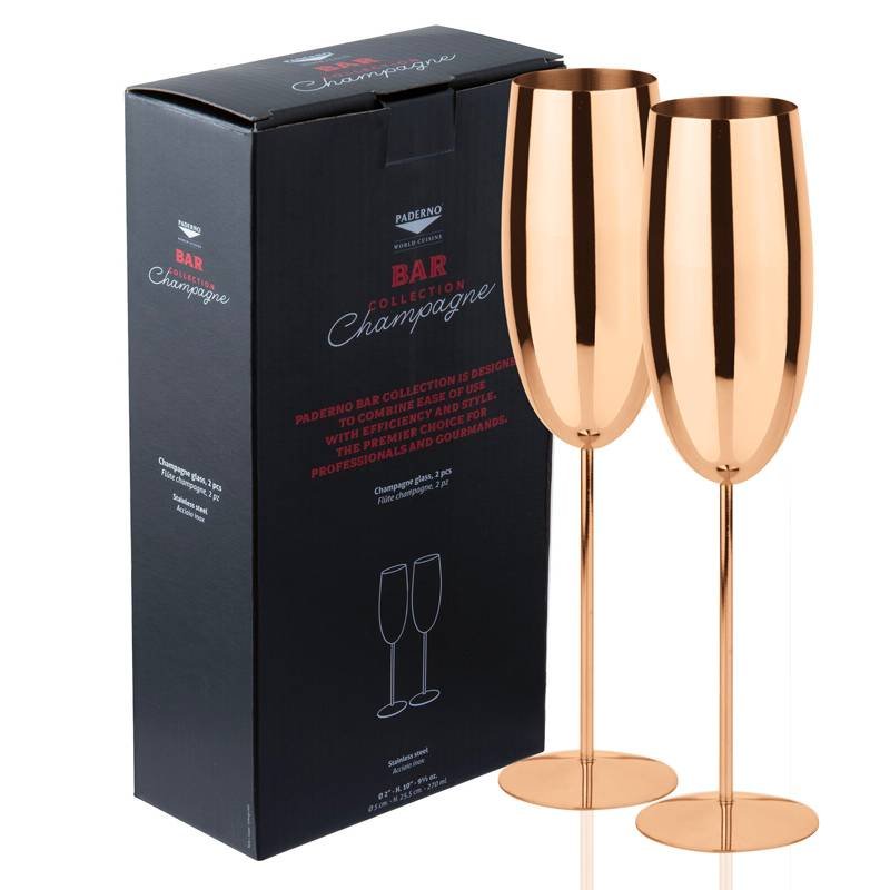 27 5 Cl Paderno Flûtes En Acier Inoxydable Lot de 2 Pièces