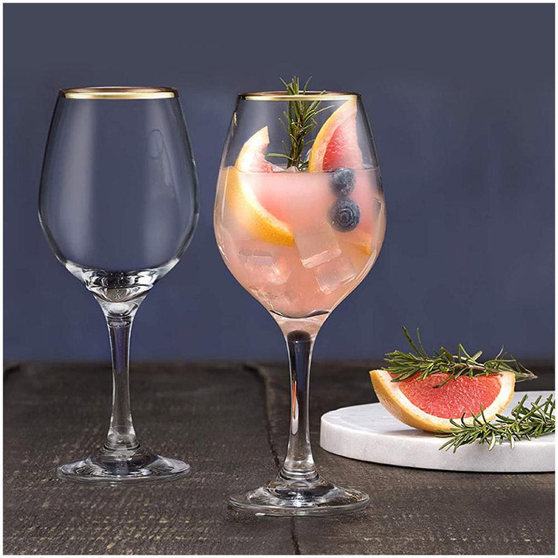 47 Cl Pasabahce Golden Touch Verre à vin rouge bord doré en verre Set de 6 pièces