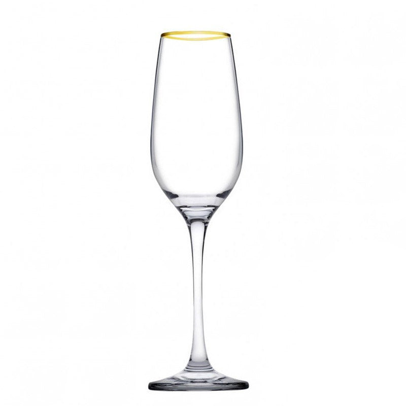 20 cl Pasabahce Golden Touch gold-rim flute glass set of 6