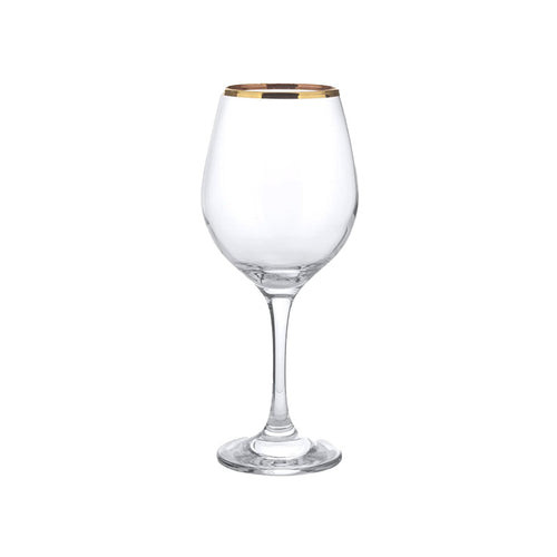 36 5 Cl Pasabahce Golden Touch Calice Vino Bianco Bordo Dorato In Vetro Set 6 Pezzi
