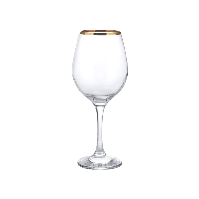 36 5 Cl Pasabahce Golden Touch White Wine Glass Gold Rim in Glass Set of 6 Pieces