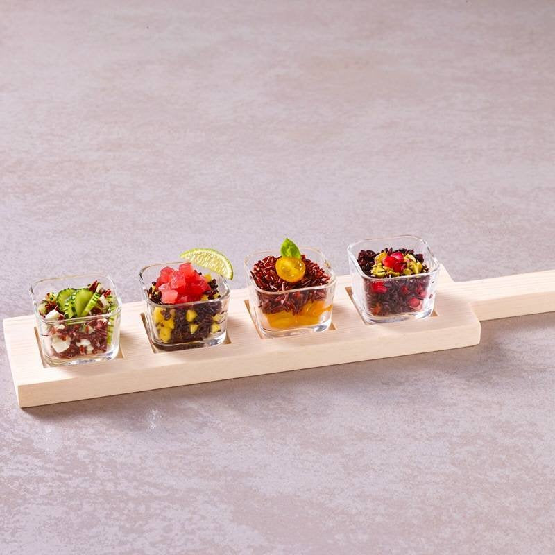 6,8 Cl Paderno Happy Hour Aperitifbecher Mit Holztablett-Ständer Set mit 5 Stück