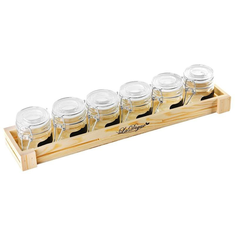 20 cl Paderno Happy Hour Aperitif-Gläser mit Holztablett-Ständer Set 7 Stk