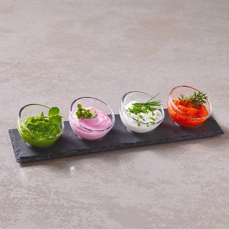 4 3 Cl Paderno Happy Hour Coppette Per Aperitivo avec support plateau en ardoise Set de 5 pz