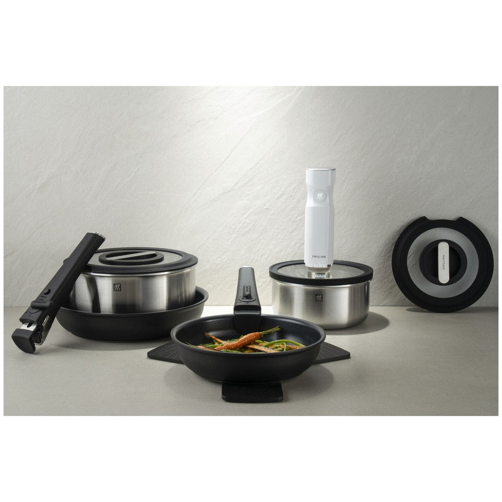 Zwilling Unlock Ceramic Titanium stapelbare pannenset met afneembare handgreep in aluminium - set 4 stuks