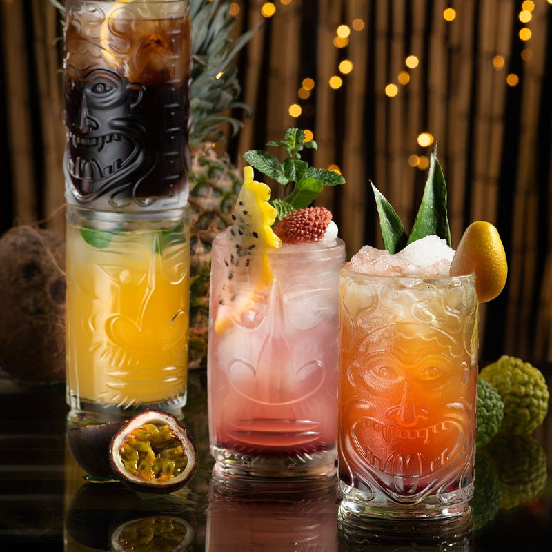 45 Cl Rcr Tiki Tarro para refrescos de vidrio Set de 4 piezas