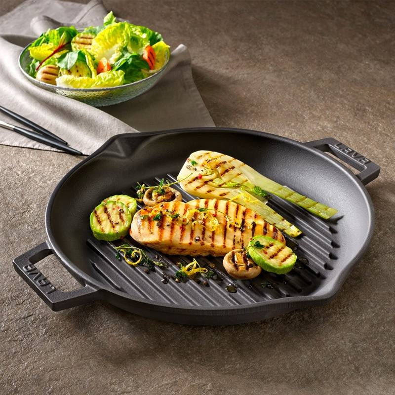 30 Cm Paderno Poêle grill ronde en fonte émaillée
