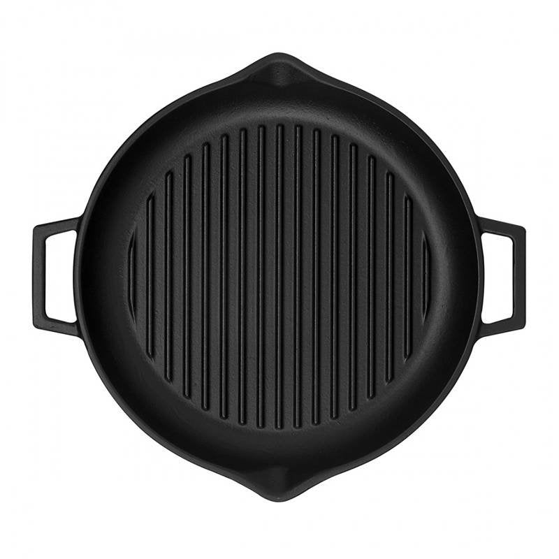 30 Cm Paderno Poêle grill ronde en fonte émaillée