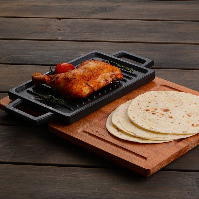 22X15 Cm Paderno Rechteckige Grillpfanne aus emailliertem Gusseisen Wendbar