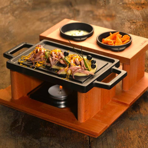22X30 Cm Paderno Barbecue de table rectangulaire en fonte émaillée