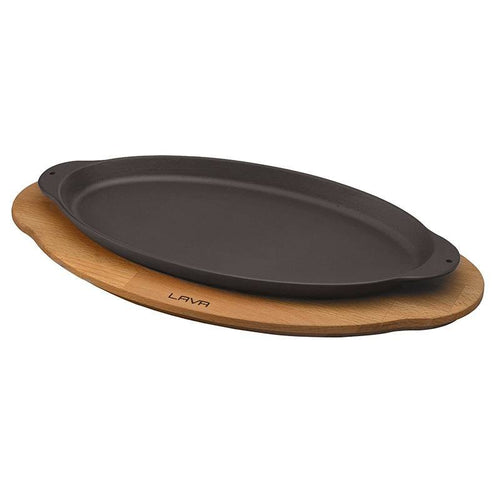 29 5X15 5 Cm Paderno Cast Iron Cookware Gusseisen-Teller mit Holzständer