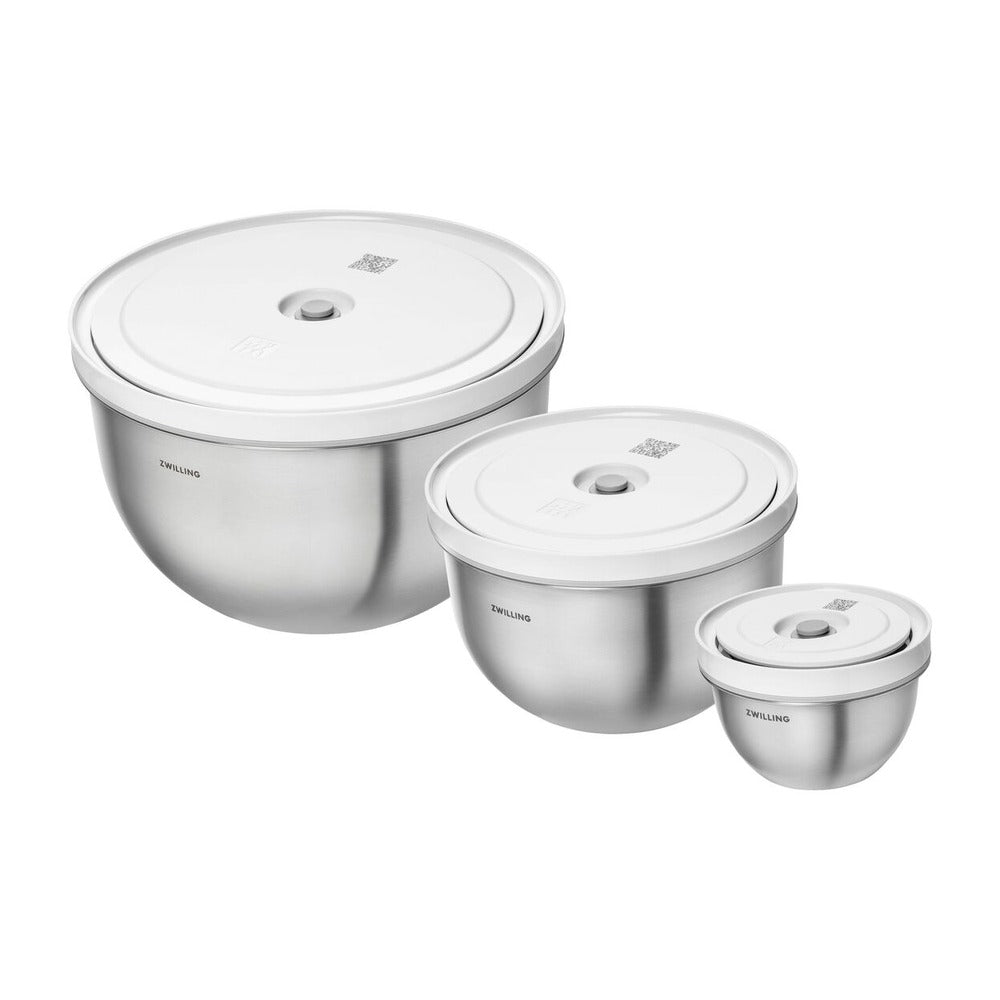 Zwilling Fresh & Save kom set met vacuumdeksels in roestvrij staal - set 6 stuks