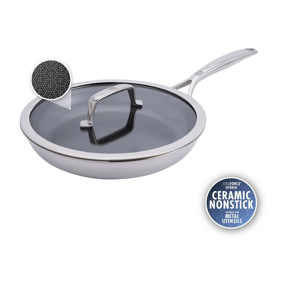 Zwilling Peak anti-aanbak ondiepe pan in roestvrij staal met Ceraforce Hycoat coating