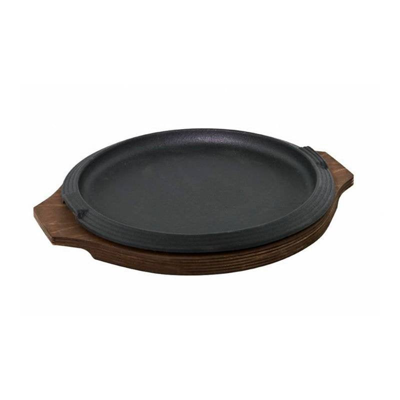 25 Cm Ilsa Basic Piatto In Ghisa Con Supporto In Legno