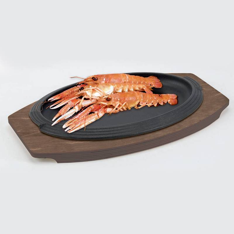32X22 Cm Ilsa Basic Piatto In Ghisa Con Supporto In Legno