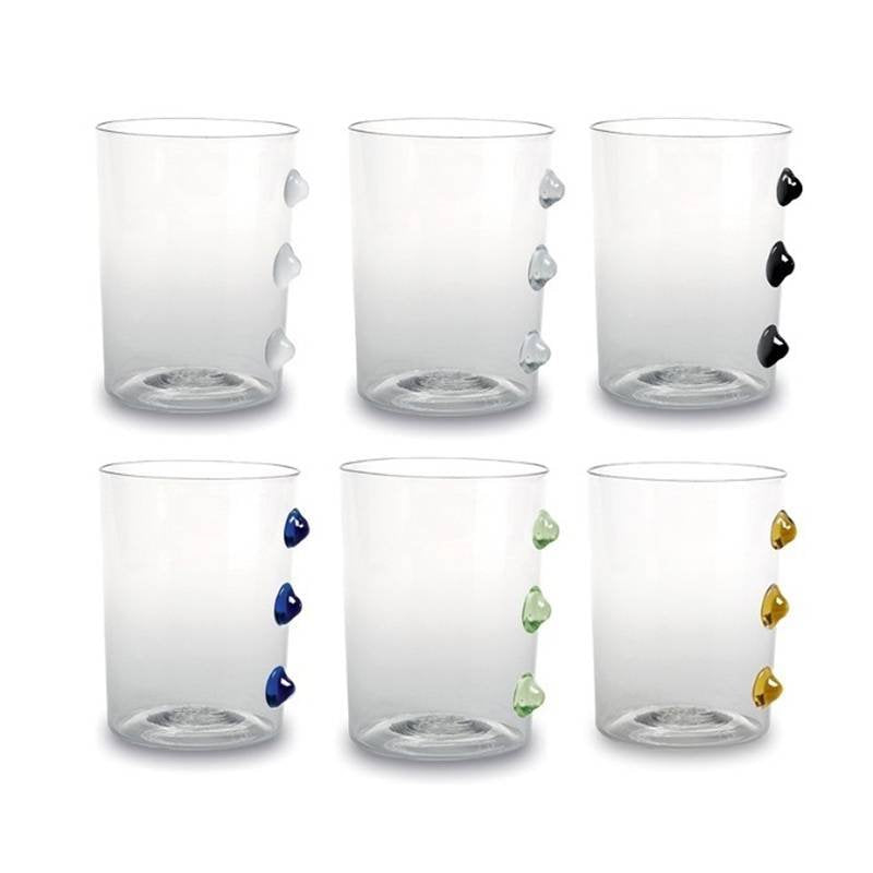 37 Cl Zafferano Petoni Verre À Eau 3 Points Verticaux En Verre Borosilicate Set 6 Pezzi