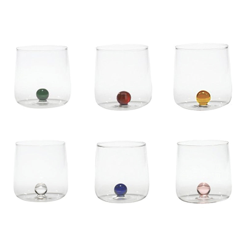 44 Cl Zafferano Bilia Gekleurd Bilia Waterglas in Borosilicaatglas - Set van 6 Stuks