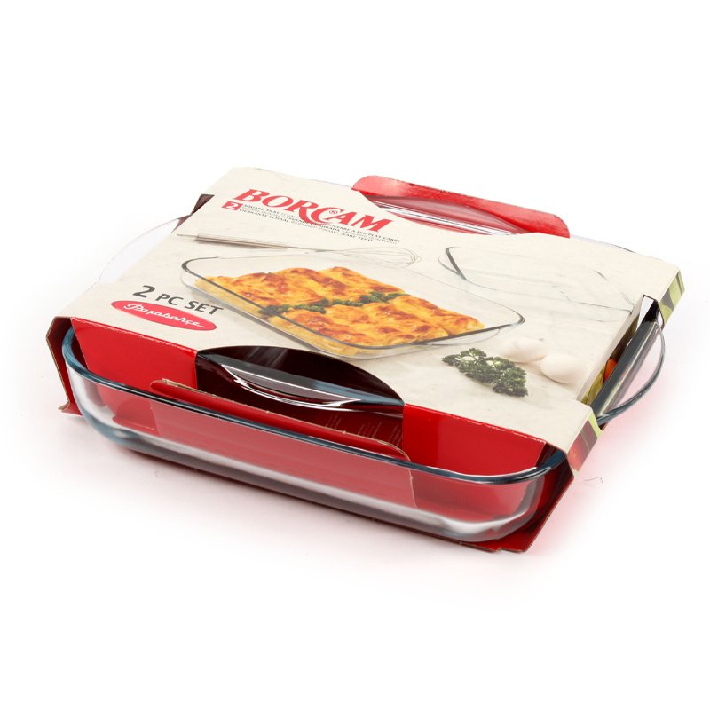 Pasabahce Borcam Set Fuentes para Horno Cuadradas En Vidrio Borosilicato Set 2 piezas