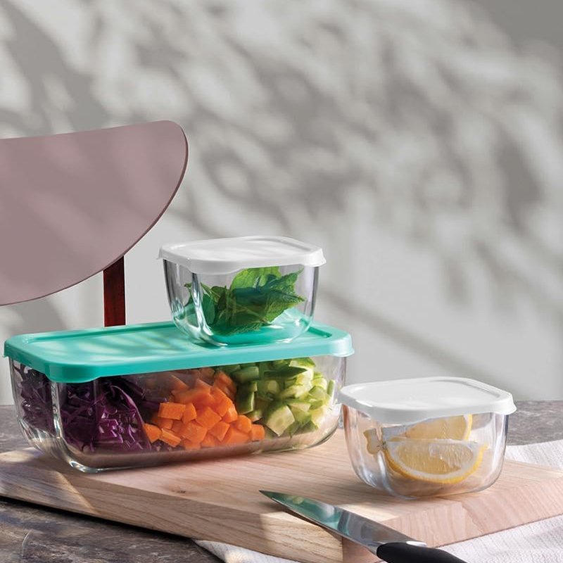 Pasabahce Combo Set Recipientes Herméticos para Alimentos En Vidrio Set 3 piezas