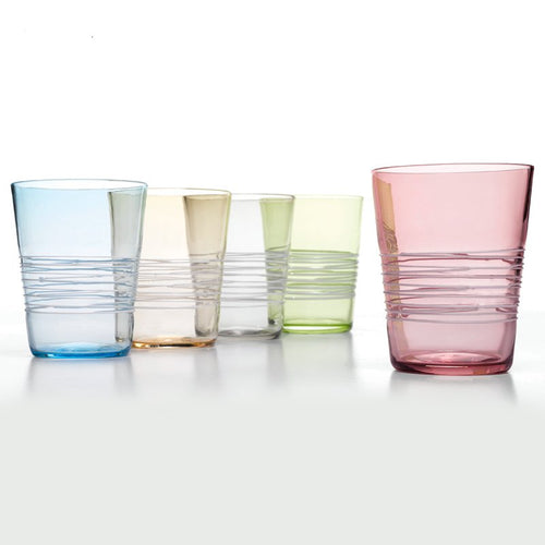 40 Cl Zafferano Filante Verre à eau rayures en verre soufflé Set de 6 pièces