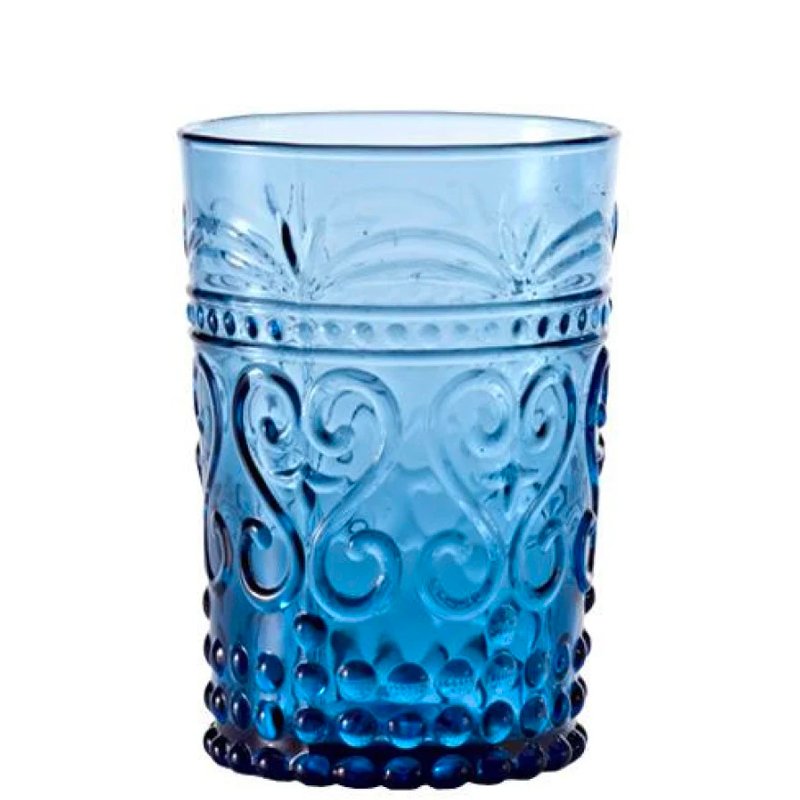 27 Cl Zafferano Provenzale romantisch reliëf waterglas van glas Set van 6 stuks