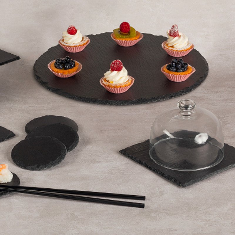 33 Cm Ilsa Plateau de service Rond en ardoise