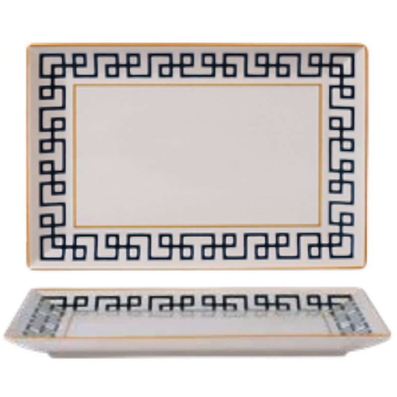 30X20 Cm Dedalo Bandeja de servicio rectangular en porcelana Set 6 piezas