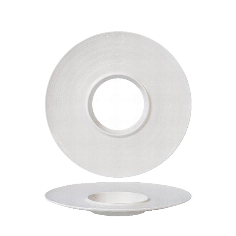 31 2 Cm Essentia Magnesium Plain Ring Plato de Presentación Redondo en Porcelana Set 2 Pzs