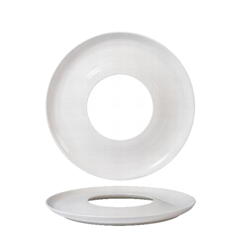 31 Cm Essentia Magnesium Deep Ring Plato de Presentación Redondo en Porcelana Set 2 Pzs