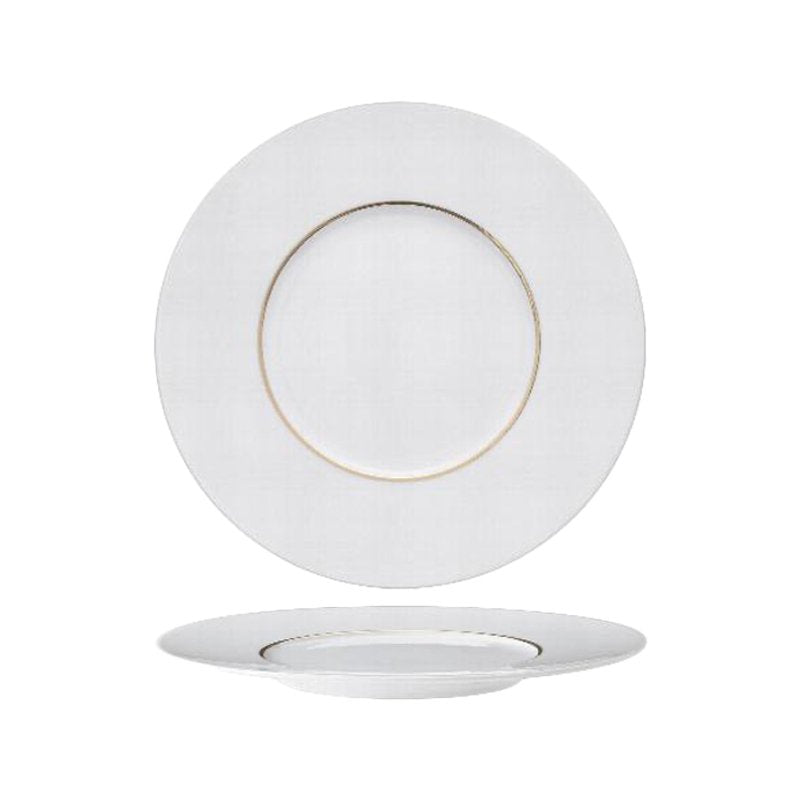 29 Cm Essentia Ligne D Or Flat Plate in Porcelain Set 6 Pcs