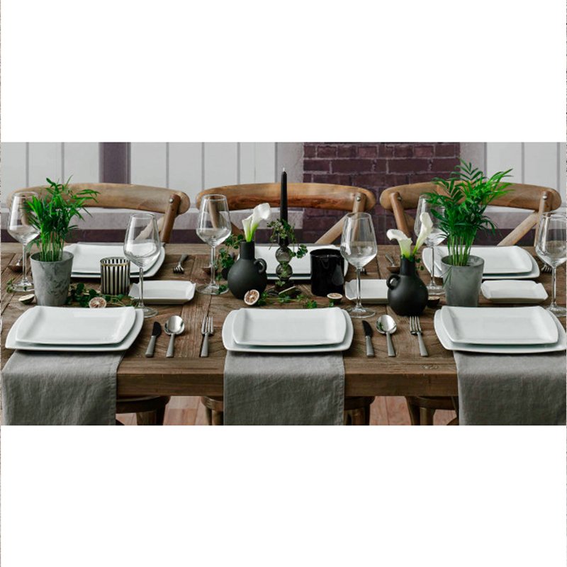 27X20 Cm Gural Porselen Napoli Plateau de service rectangulaire en porcelaine