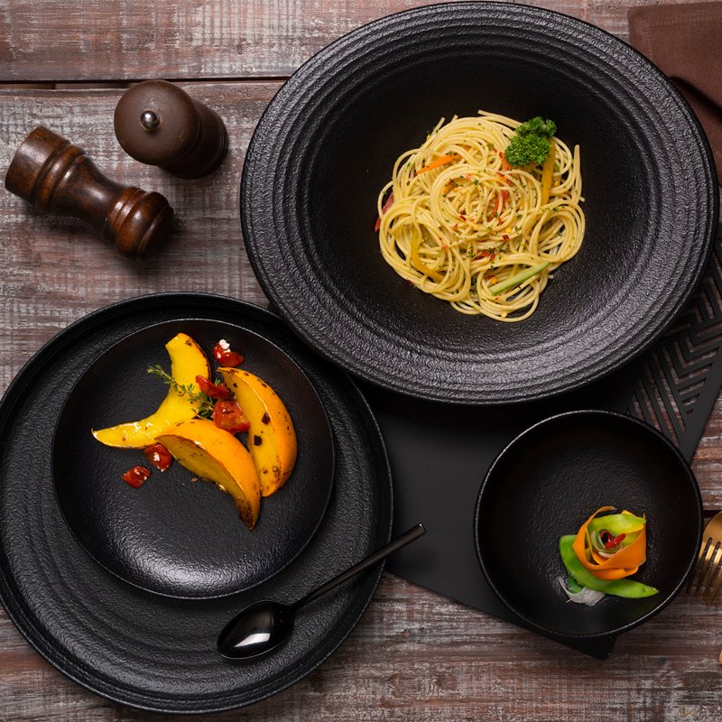 21 cm Ariane Black Dazzle assiette creuse en porcelaine set de 6