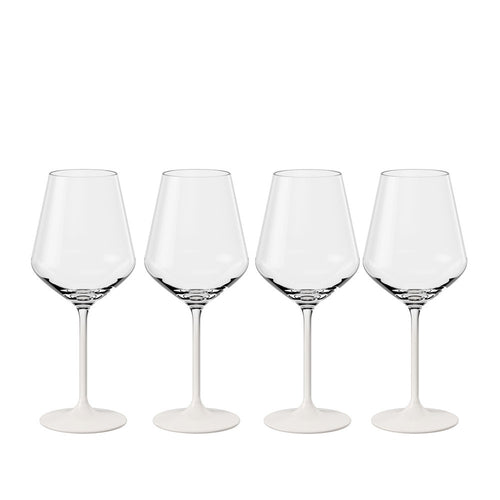 38 cl - Villeroy & Boch Manufacture Rock Blanc Calice Vino Bianco In Vetro Cristallino - Set 4 Pz