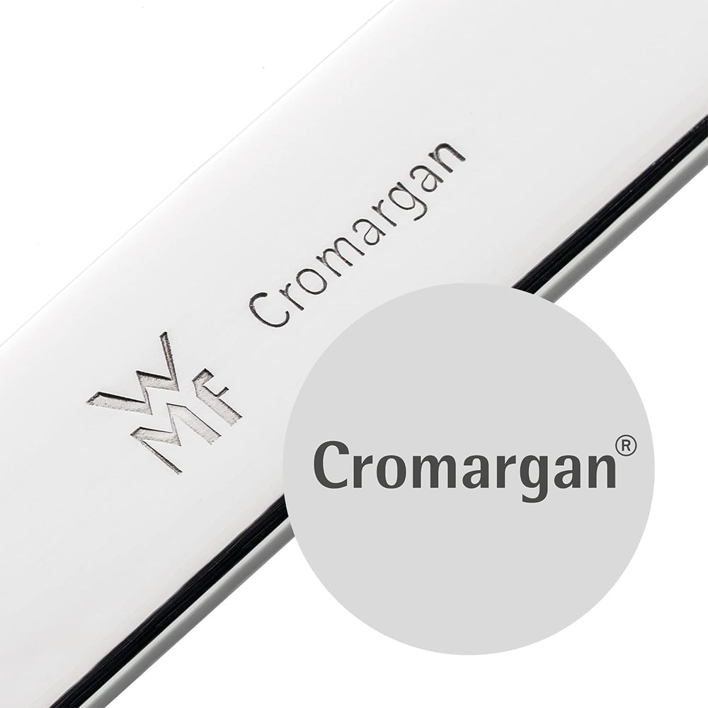 Mango cuchillo acero cromado con grabados logo WMF y texto Cromargan sobre fondo blanco.