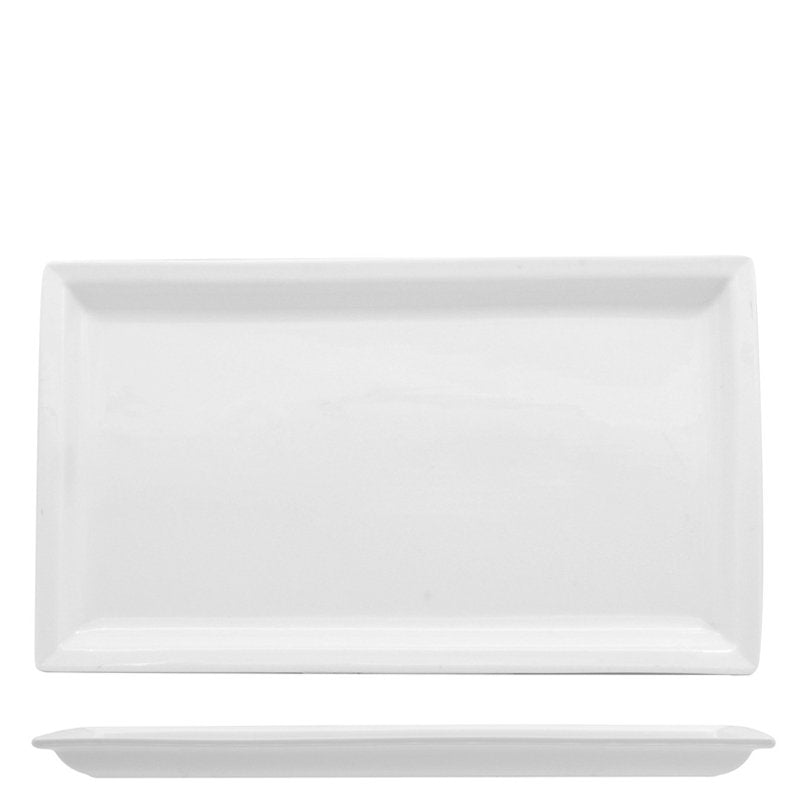 31X18 Cm Lioness Justwhite Plato Bandeja Rectangular en Porcelana Set 3 Pzs