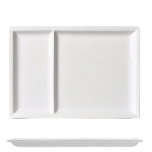 31X22 Cm Lioness Justwhite Plateau de service rectangulaire en porcelaine Set de 3 pz