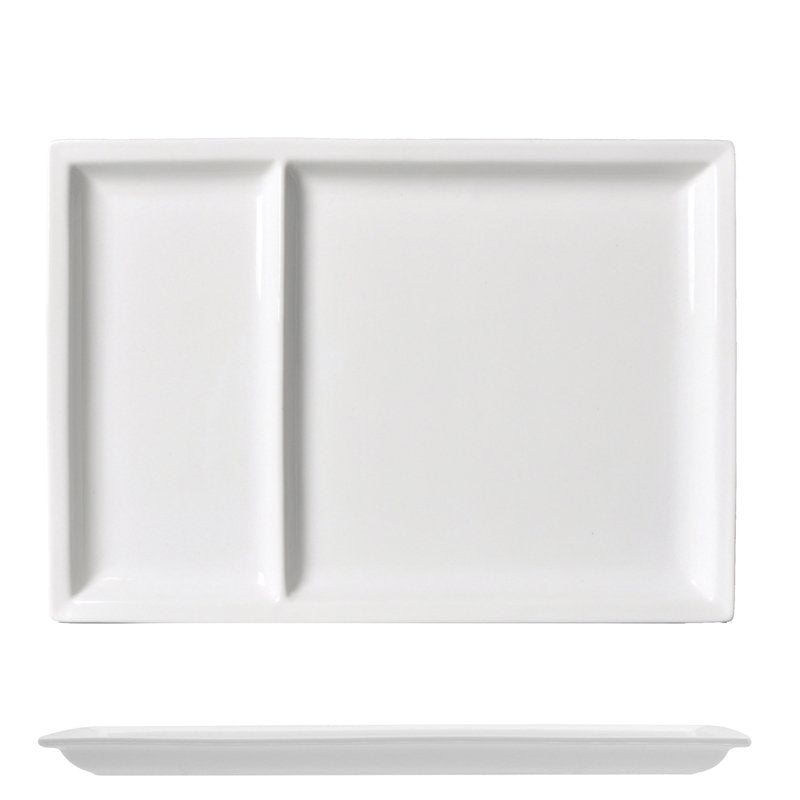 31X22 Cm Lioness Justwhite Plateau de service rectangulaire en porcelaine Set de 3 pz