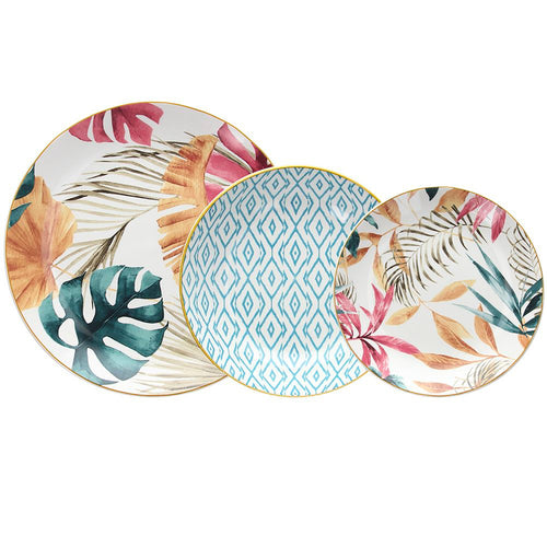 Tognana Tropical Rose Geschirr-Set aus Porzellan Set mit 18 Stk