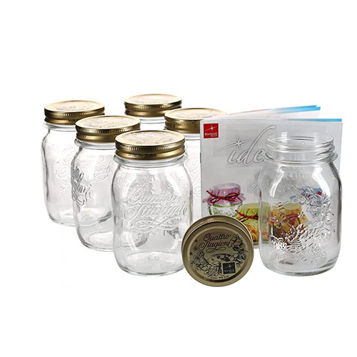 50 Cl Bormioli Rocco Quattro Stagioni Glas mit Rezeptbuch - Set mit 6 Stück