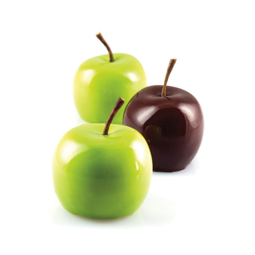 5 Mulden - Silikomart Apfel Kirsche und Pfirsich 115 Realistische Fruchtgebäckform aus Silikon Cutter inklusive