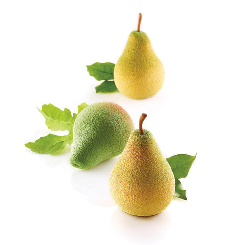5 Mulden - Silikomart Birne und Feige 115 Realistische Fruchtgebäckform aus Silikon Cutter inklusive