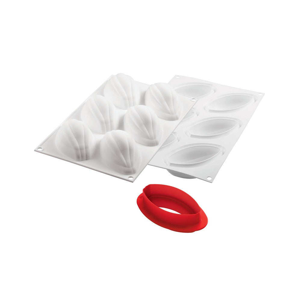 6 Holtes - Silikomart Cacao 120 Realistische fruitgebak vorm in silicone cutter inbegrepen