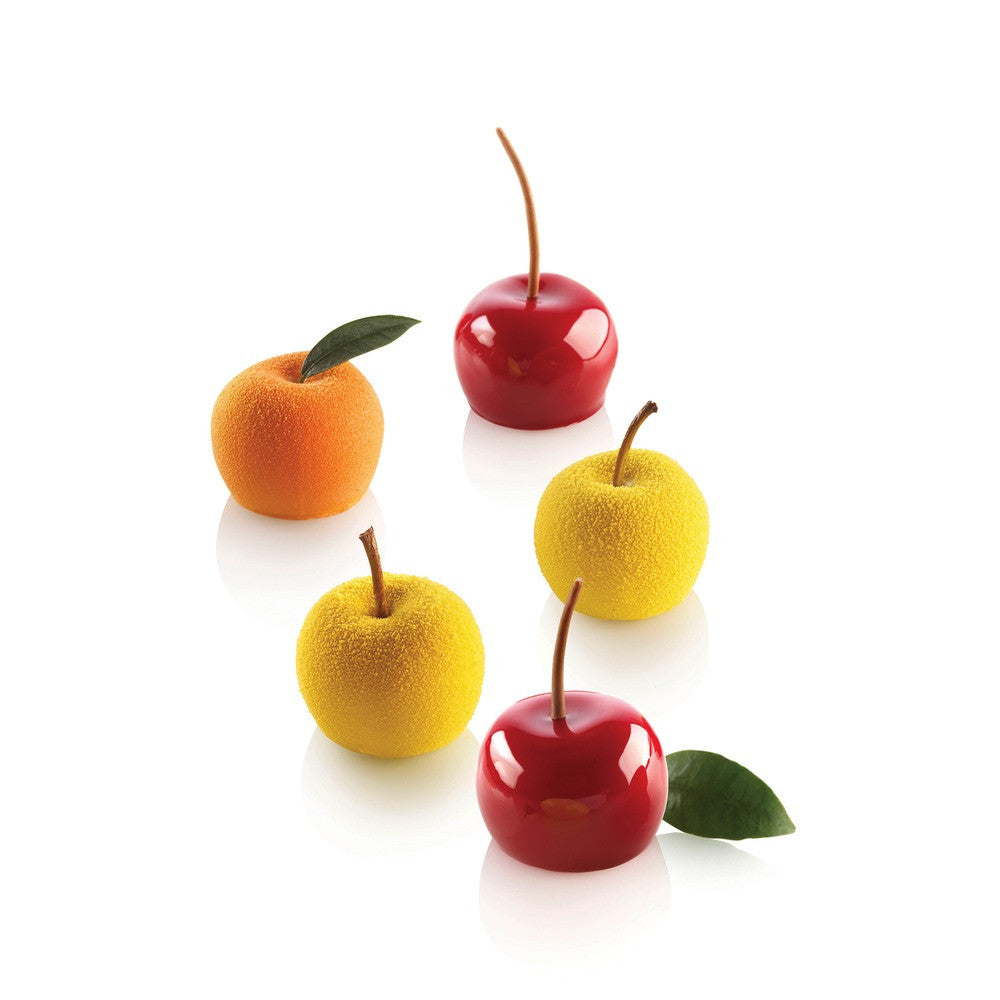 15 Vormen - Silikomart Appel Kers En Perzik 30 Realistische Fruit Dessertvorm In Silicone Uitsteker Inbegrepen